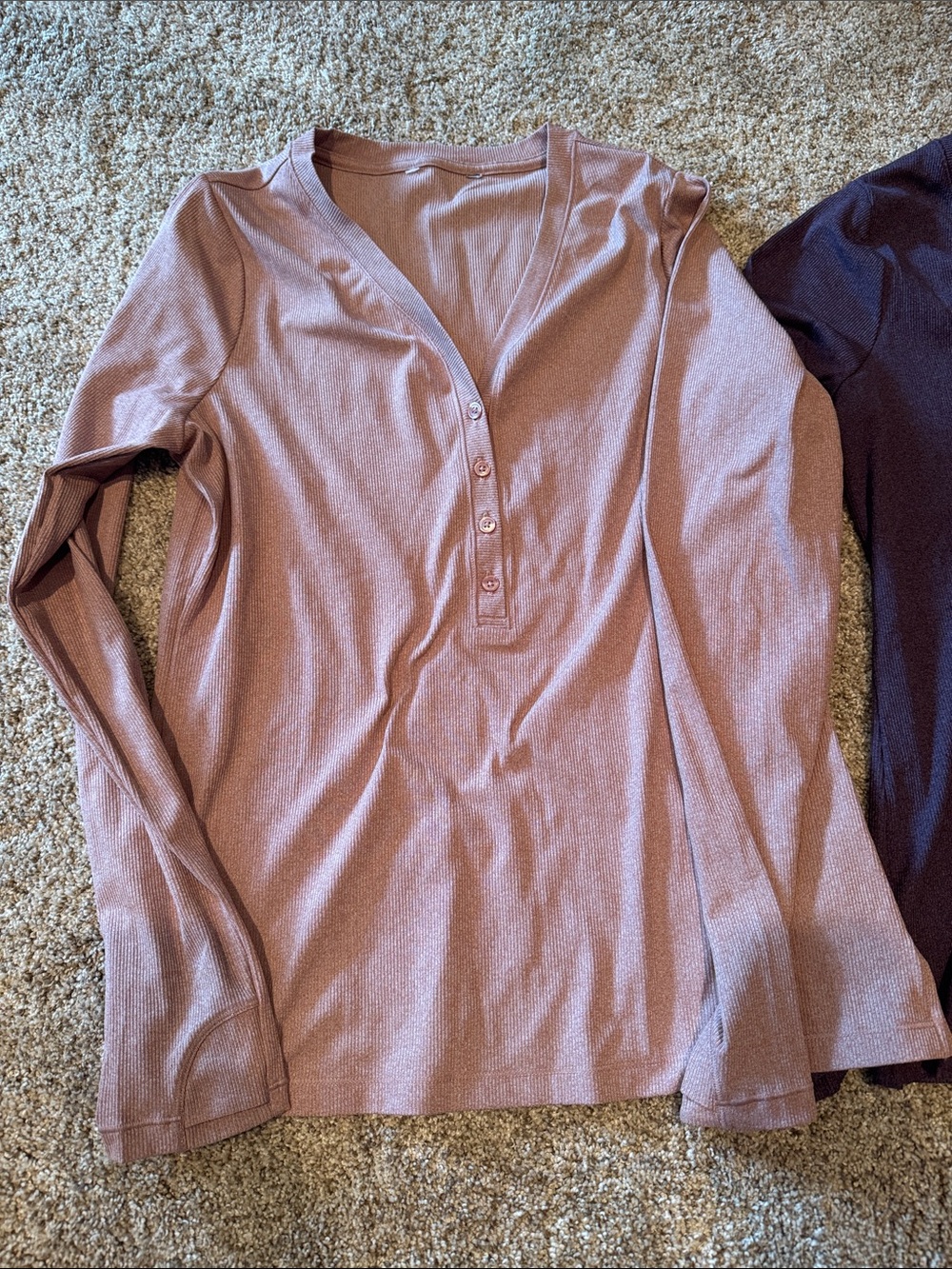 Athleta Plum Button Henley Long Sleeve Top - Picture 2 of 3
